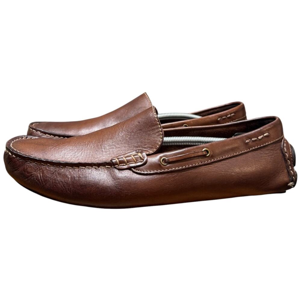 VIA SPIGA Drive Along Men's 9.5 Brown Genuine Leather Driving Casual Shoes